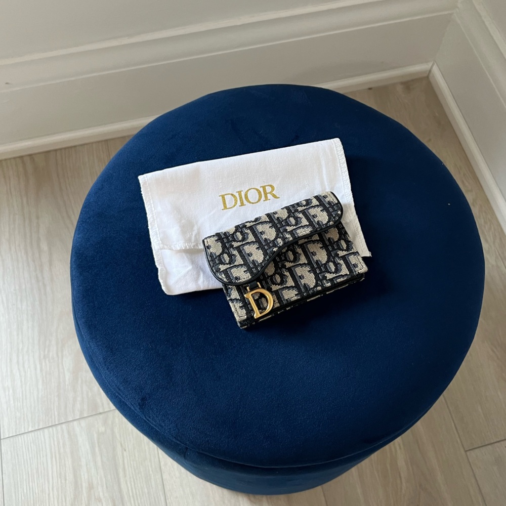 Dior blue saddle flap card holder